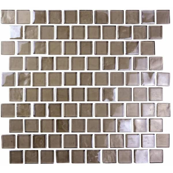 ABOLOS Landscape Grand Canyon Brown Square Mosaic 1 in. x 1 in. Glossy Glass Wall Pool and Floor Tile Sample