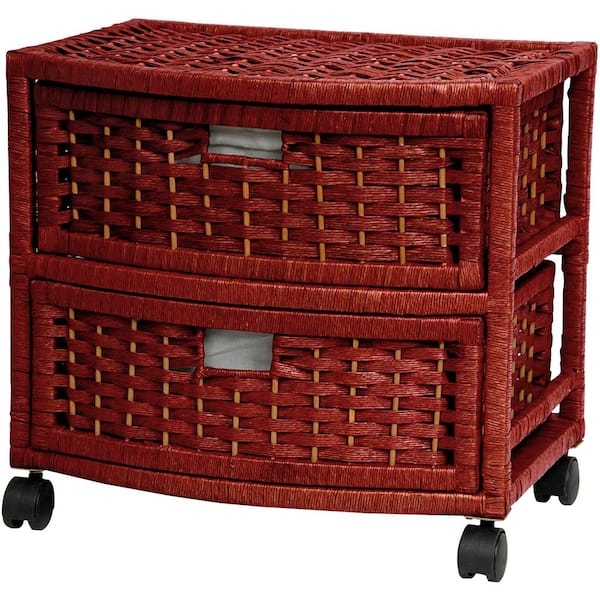 Oriental Furniture 2-Drawer Mahogany Natural Fiber Storage Chest