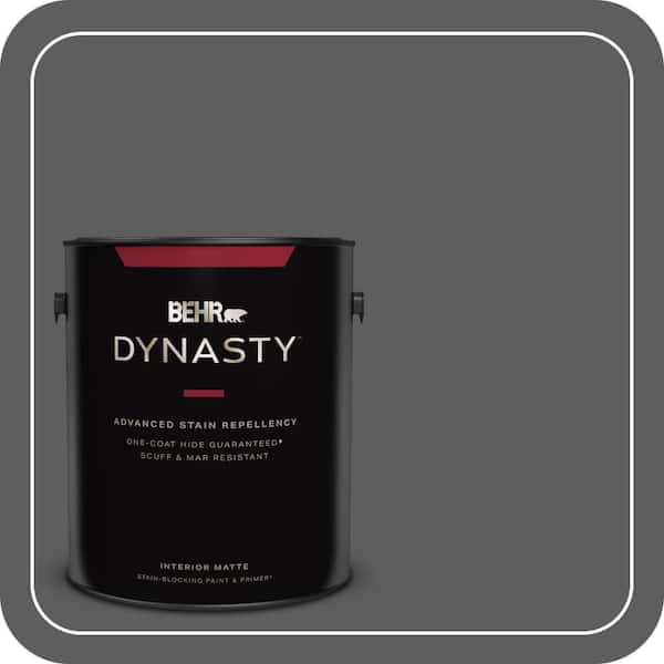 BEHR DYNASTY 1 gal. #N520-6 Asphalt Gray One-Coat Hide Matte Interior Stain-Blocking Paint & Primer