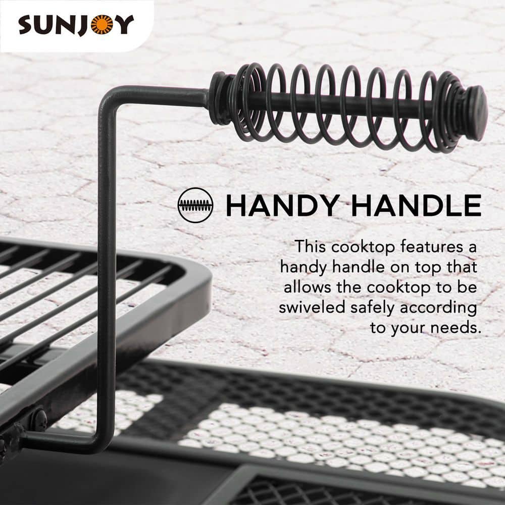 Sunjoy 38 Inch Black Wood Burning Grill Fire Pit