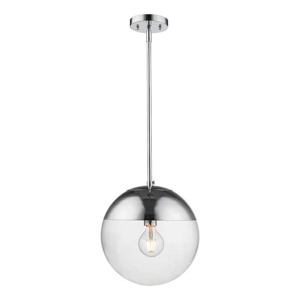Golden Lighting Dixon 1-Light Chrome with Clear Glass and Chrome Cap Pendant