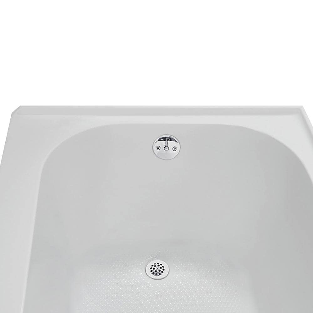 Glossy White Acrylic Rectangular Alcove Bathtub with Left-Hand Drain