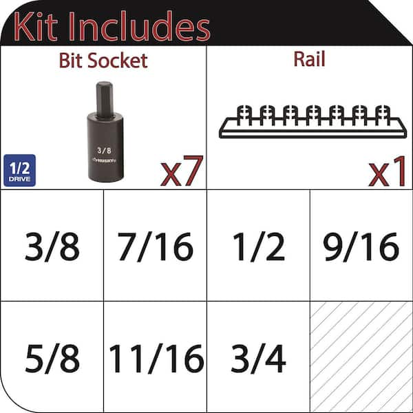 1/2 in. Drive Hex Bit Impact Socket Set SAE (7-Piece)