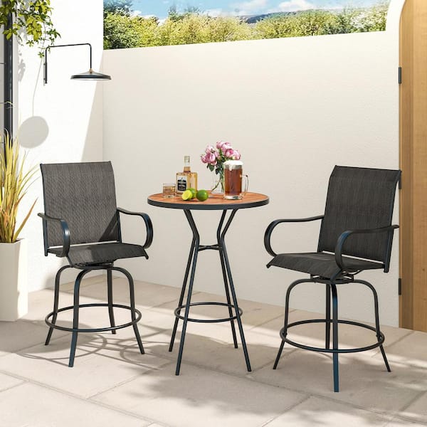 Liviza 360 Rotating Metal Outdoor Bar Stool, Black (2-Pack)