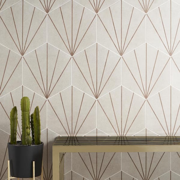 Klyda Beams Taupe 12.6 in. x 14.5 in. Matte Hexagon Porcelain Floor and Wall Tile (10.51 sq. ft. / Case)