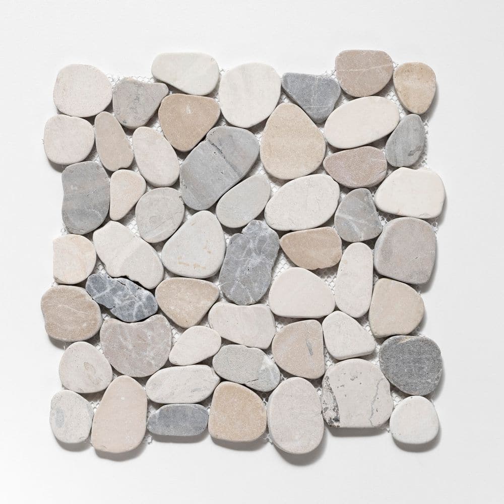 トップス pellicule sp motif stone PK Gray CRUZ BAY STUDIO Sliced Pebble Tile Grey/White/Tan/Natural 11-1/4