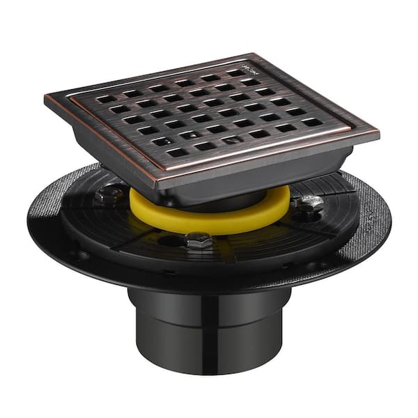4 in. x 4 in. Stainless Steel Square Shower Floor Drain in Oil Rubbed Bronze