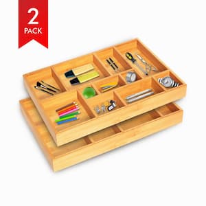 1.8 in. H x 12 in. W x 17.5 in. D Bamboo Utensil Drawer Organizer Tray (Pack of 2)