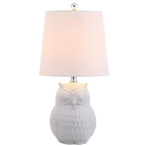 Hoot 20.5 in. White Owl Ceramic Mini Table Lamp