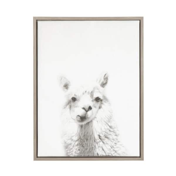 Kate and Laurel Sylvie "Alpaca Portrait" by Tai Prints Framed Canvas Wall Art