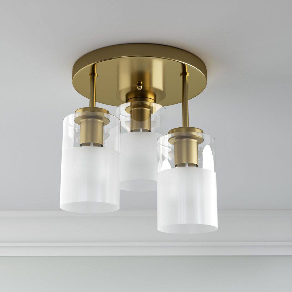 Sonoma 11.5 in. 3-Lights Brushed Brass Glass Modern Semi Flush Mount Lighting Bedroom Ceiling Lights Fixtures price history on PriceWatchPro