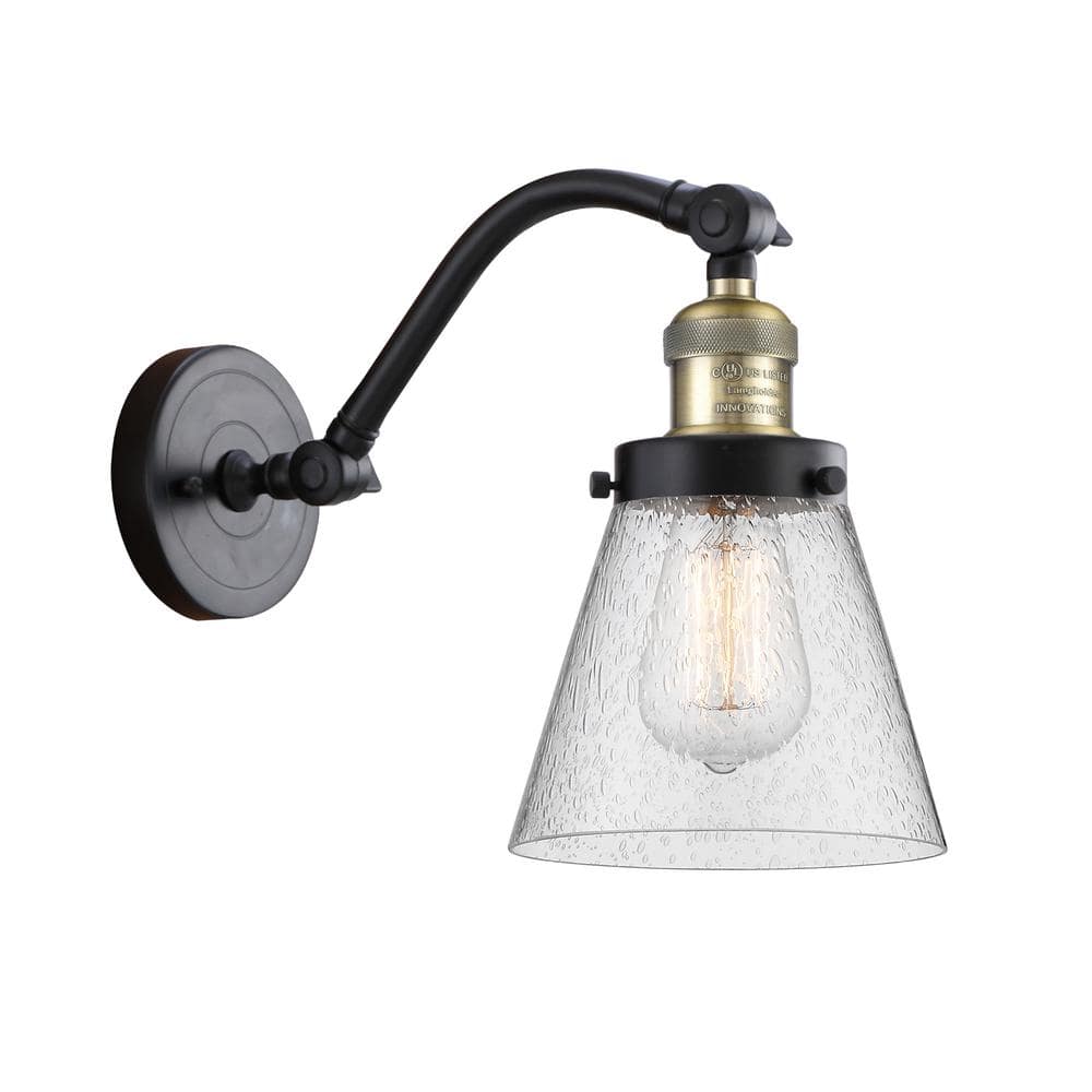 Cone 1-Light Seedy, Black Antique Brass Wall Sconce with Clear Glass Shade price history on PriceWatchPro