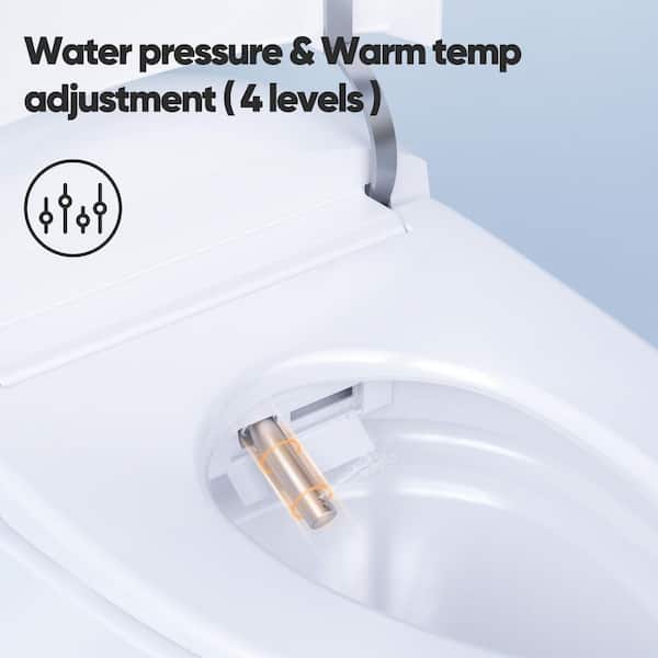 1/1.27 GPF Elongated Smart Toilet Bidet in White with Warm Water, Dryer, Night Light, Deodorization, Remote Control