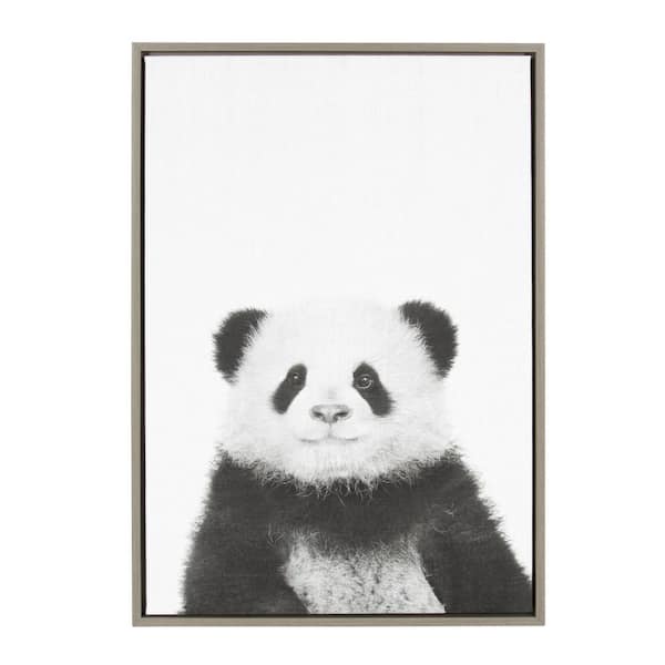 Kate and Laurel 33 in. x 23 in. "Panda" by Tai Prints Framed Canvas Wall Art