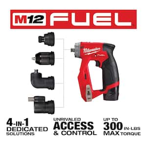 M12 FUEL 12-Volt Lithium-Ion Brushless Cordless 4-in-1 Installation 3/8 in. Drill Driver Kit W/ Bonus 2.0Ah Battery