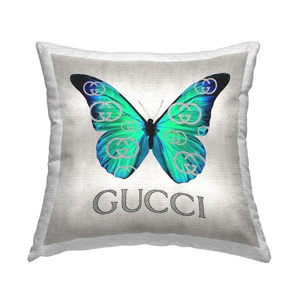 Chic Fashion Butterfly Green Square Outdoor Throw Pillow