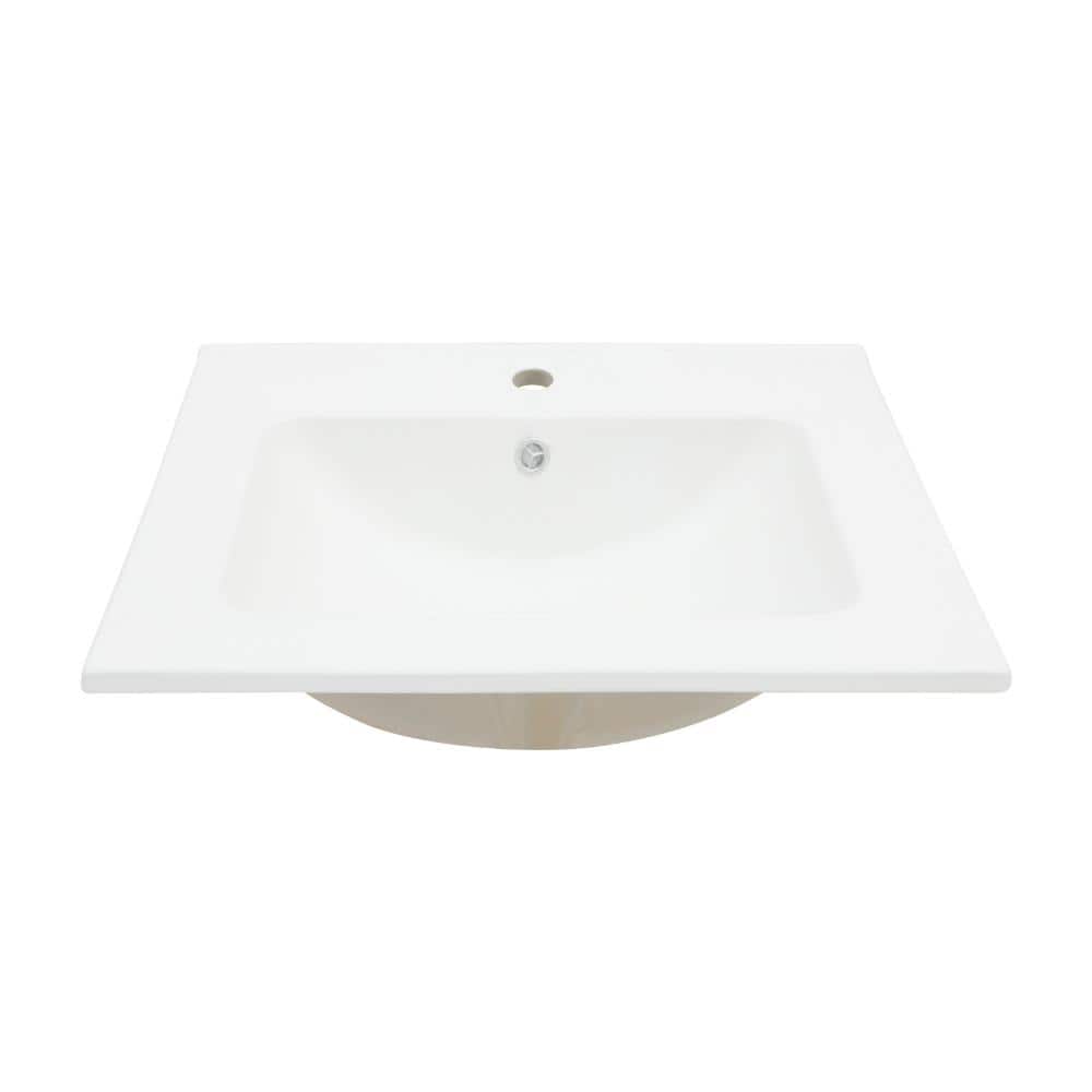 24 in. x 20 in. Rectangular Drop-in Bathroom Sink in White Vitreous China/Ceramic Fireclay with 1-Faucet Hole/Overflow price history on PriceWatchPro