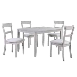 5-Piece Rectangle Gray Wood Top Dining Table and Chair Set (Seats 4)