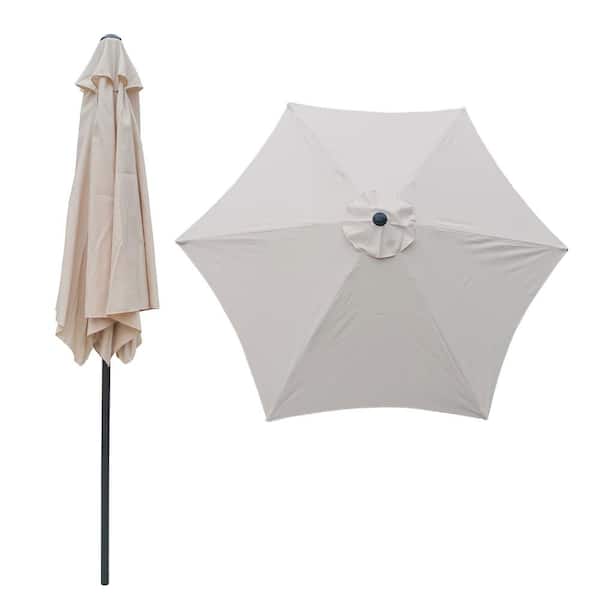 Sireck 9 ft. Steel Market Patio Umbrella in Tan