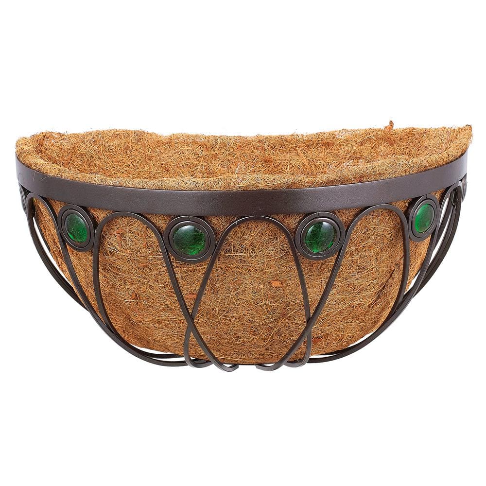 Emerald 20 in. Black Metal Coconut Wall Planter