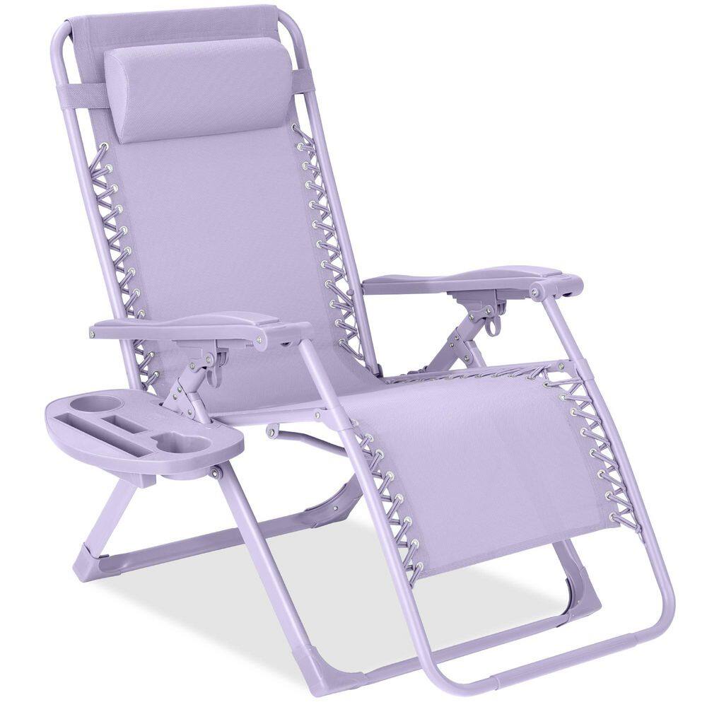 Lavender Zero Gravity Reclining Beach Lounger with Tray