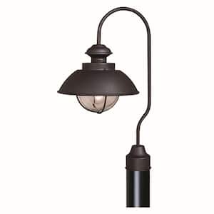 Harwich 1-Light Black Steel Hardwired Outdoor Weather Resistant Coastal Barn Post Light with No Bulbs Included