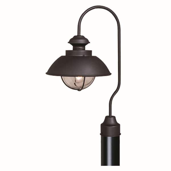 VAXCEL Harwich 1-Light Black Steel Hardwired Outdoor Weather Resistant Coastal Barn Post Light with No Bulbs Included
