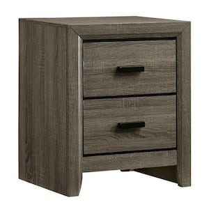 16.38 in. Gray 2-Drawer Wooden Nightstand
