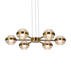 Milano 25 in. 6-Light ETL Certified Integrated LED Chandelier Lighting Fixture in Antique Brass