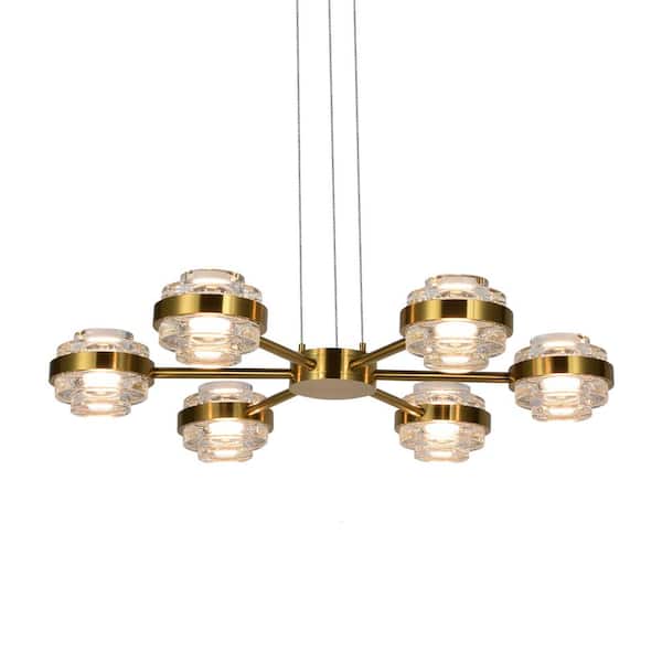 VONN Lighting Milano 25 in. 6-Light ETL Certified Integrated LED Chandelier Lighting Fixture in Antique Brass