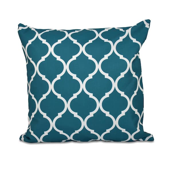 Unbranded French Quarter Teal Geometric 16 in. x 16 in. Throw Pillow