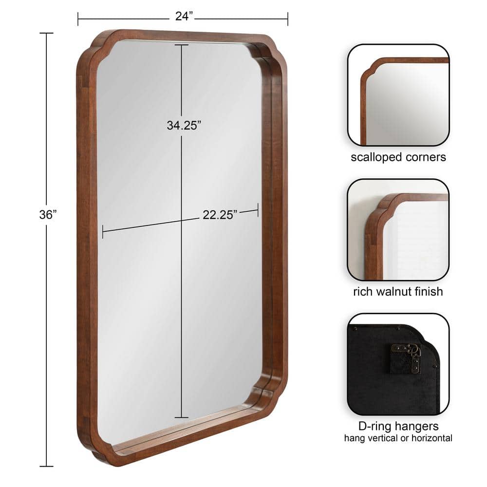 Marston Walnut Wood Rectangular Wall Mirror 24 x 36