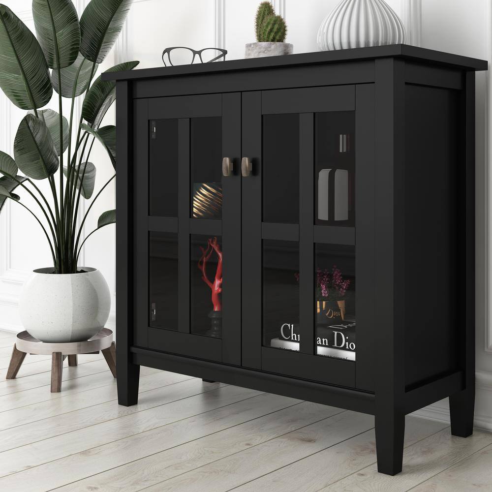 Black Pine and Plywood Office Storage Cabinet with Adjustable Shelving