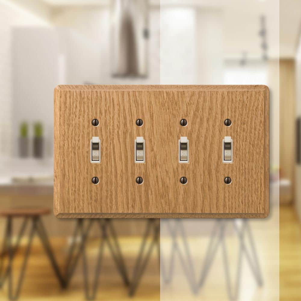 Light Oak Quad Toggle Wall Plate