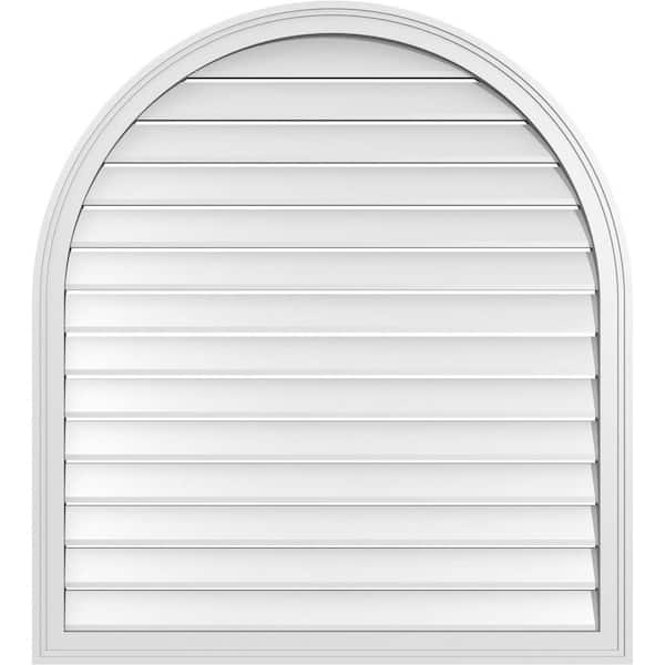 Ekena Millwork 38" x 42" Round Top Surface Mount PVC Gable Vent: Functional with Brickmould Frame
