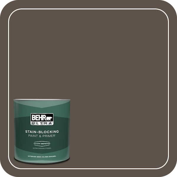 BEHR ULTRA 1 qt. #ECC-12-3 Shadow Wood Extra Durable Semi-Gloss Enamel Interior Paint & Primer
