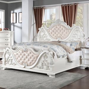 Florince 6-Piece Pearl White King Wood Bedroom Set