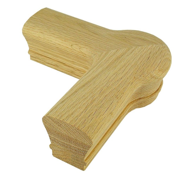 EVERMARK Stair Parts 7021 Unfinished Red Oak 90° Level Quarter-Turn Cap Handrail Fitting