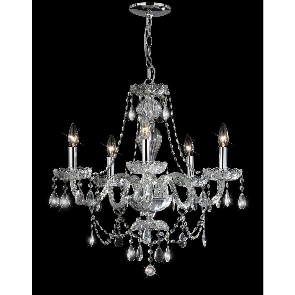 Chrome and Crystal 5-Light Adjustable Chandelier