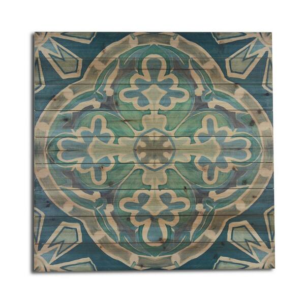 Unbranded Blue Medallion Planked Wood Pattern Abstract Art Print 29 in. x 29 in.