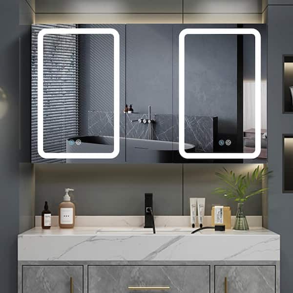 Staykiwi 50 in. W x 30 in. H Rectangular Aluminum Medicine Cabinet with Mirror
