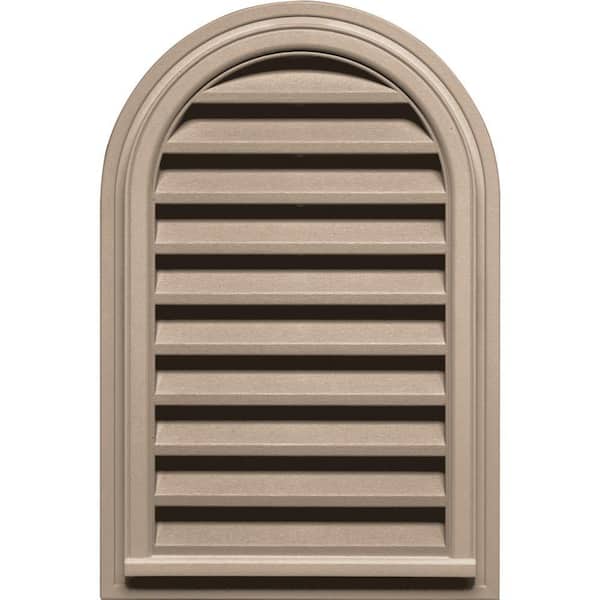Builders Edge 22 in. x 32 in. Round Top Plastic Built-in Screen Gable Louver Vent #023 Wicker