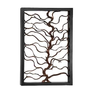 24 in. x  36 in. Wood Black Branch Tree Wall Decor with Black Frame
