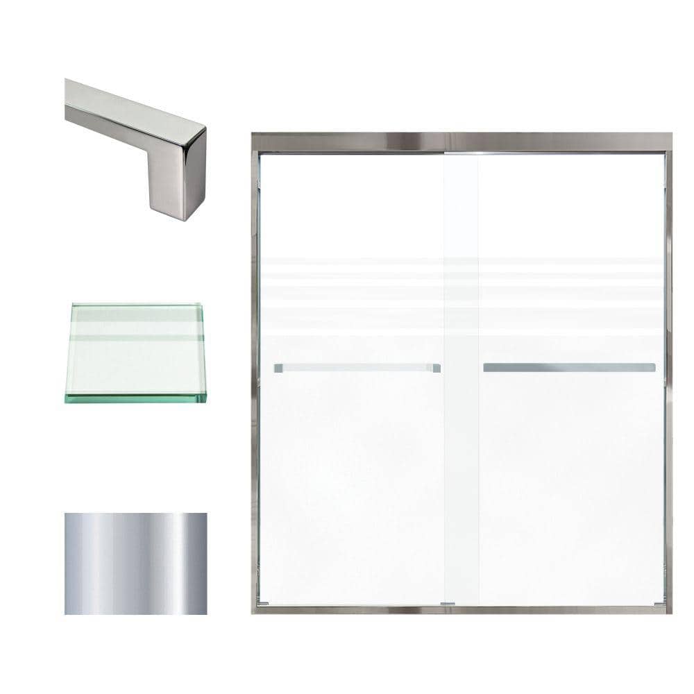 Frederick 59" Polished Chrome Semi-Frameless Sliding Shower Door