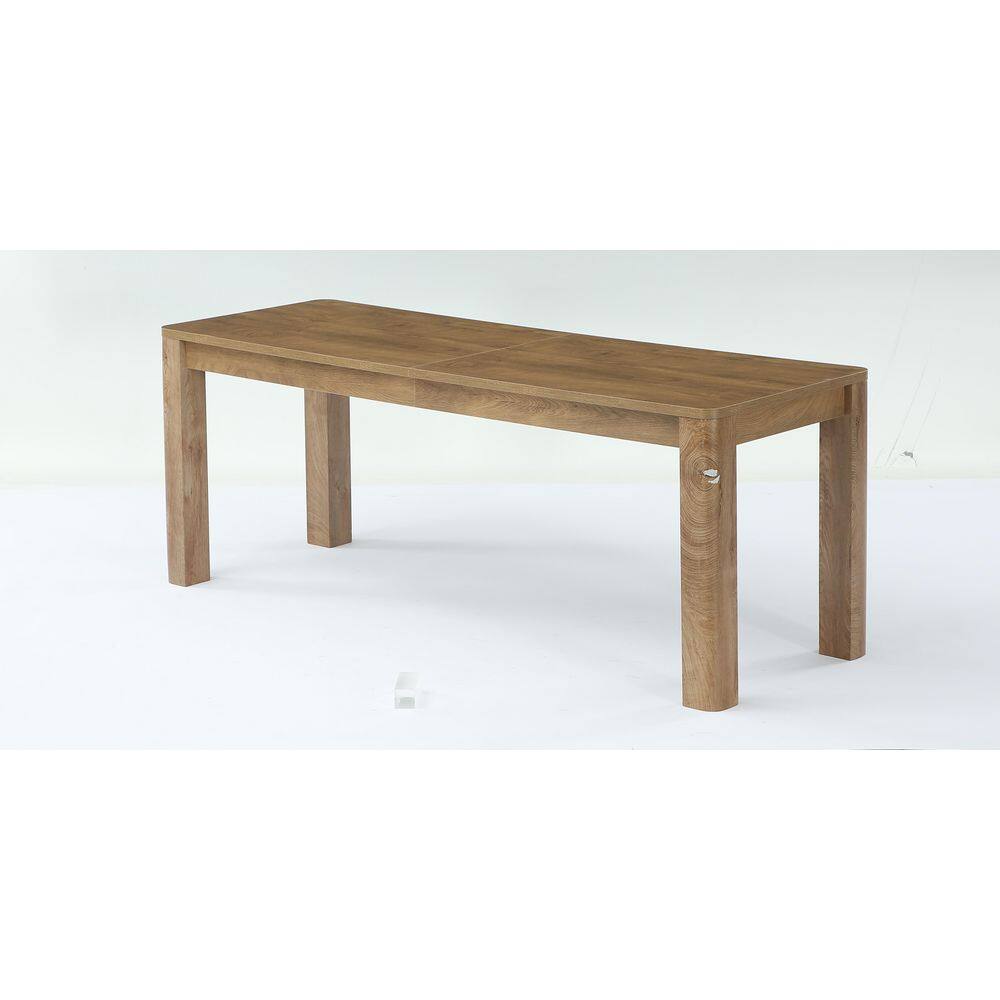 Roesler 78.74 in. Brown Wood 4 Legs Rectangle Large Geometric Dinning Room Dinner Dining Table Seat 6 Modern Farmhouse