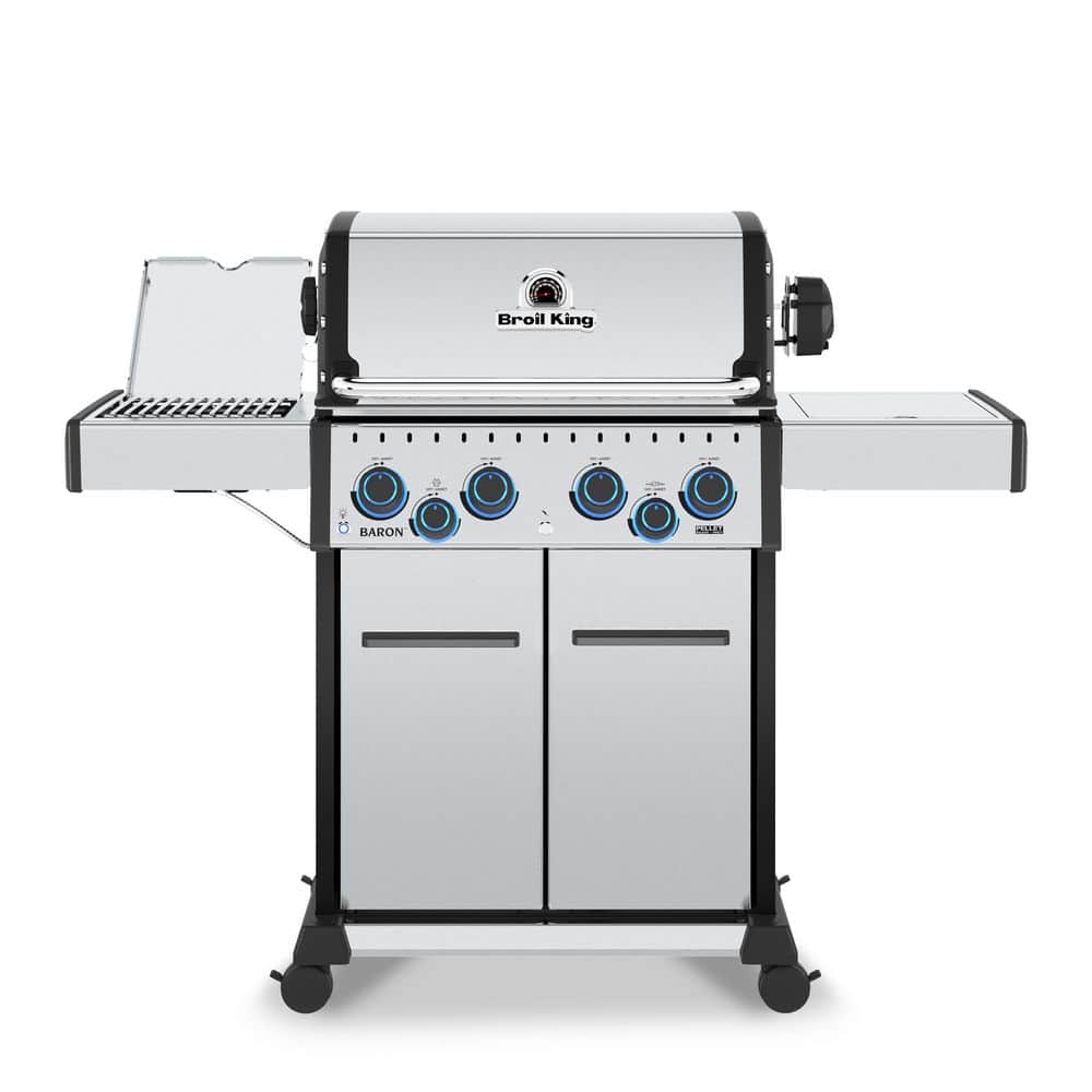 Baron S 490 Pro IR 4-Burner Natural Gas Grill in Stainless Steel with Infrared Side Burner and Rear Rotisserie Burner