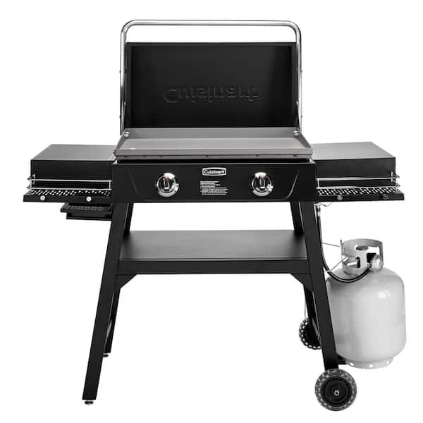28 in. Propane 2-Burner Outdoor Griddle with Hood- Black