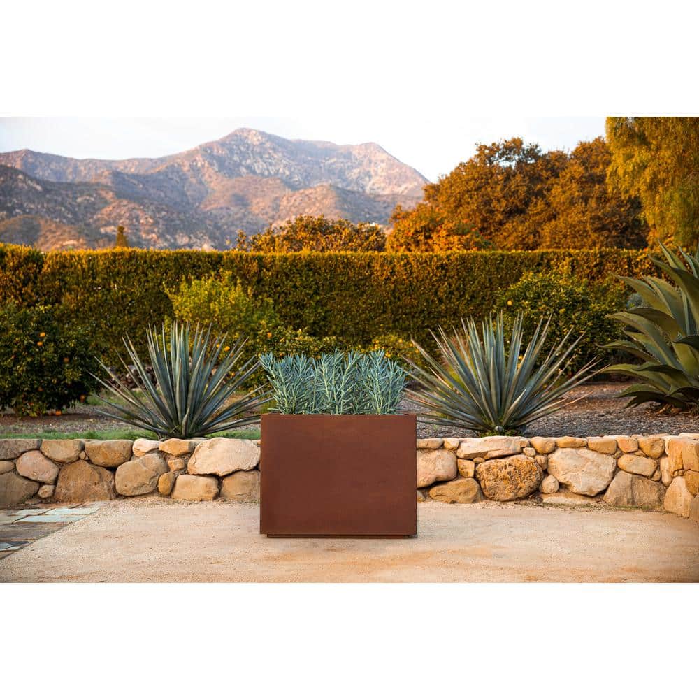 Elegant Corten Steel Rust Finish 24" Outdoor Planter
