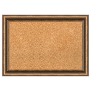 Manhattan Bronze Narrow Wood Framed Natural Corkboard 28 in. x 20 in. Bulletin Board Memo Board