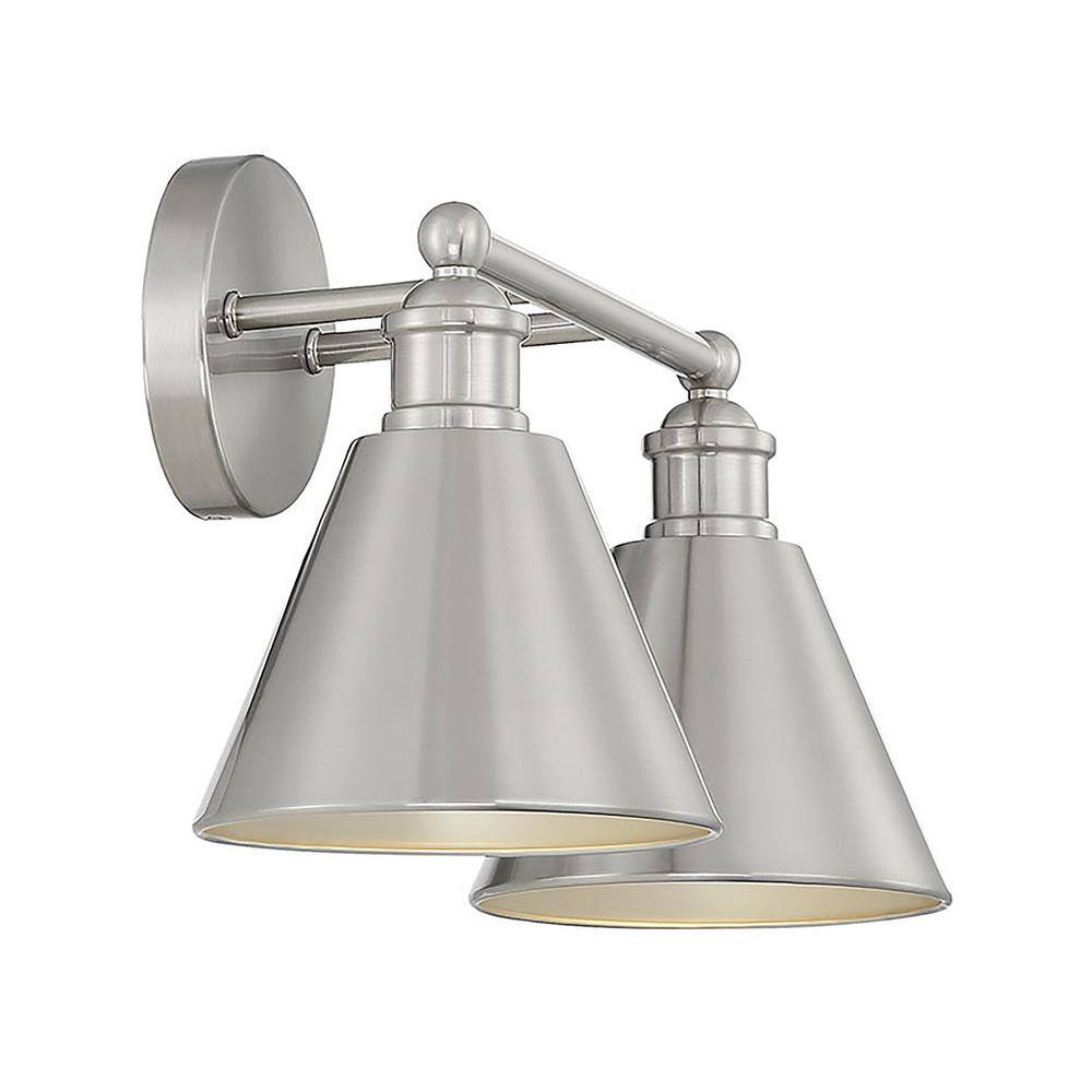 Brushed Nickel 2-Light Modern Farmhouse Vanity Light